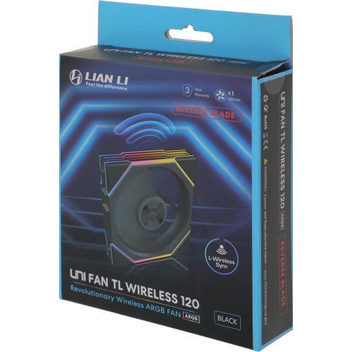Купить вентилятор Lian-Li Uni Fan TL Wireless 120 Reverse ARGB черный - 120х124.5x28 мм, 4-pin, 34дБ (G99.12RTL1W1B.R0) в интернет-магазине