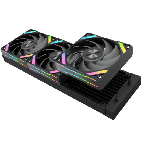 Водяное охлаждение для процессора/ Water Cooling System SAMA Q70 Black (360mm, LED temp., Black, ARGB/ Fans: 3x120mm, 86CFM, 30dBA, 2600RPM/ Pump height 64mm, 30dBA, 2800RPM, Rad thickness 27mm/ S: 1851, 1700, 1200, 20XX, 115X, AM5, AM4) SAMA