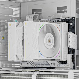 Кулер для процессора/ CPU Cooler Thermalright Royal Pretor 130 Ultra White (4-pin PWM, 158mm, Ni/Cu, 7x6mm, 1x120mm ARGB +1x130mm, 69CFM/81.88CFM, 27dBA/28.3dBA, 2150RPM/1750RPM, S: 1200, 1700, 1851, 115X, 2011, 2066, AM4, AM5, white)
