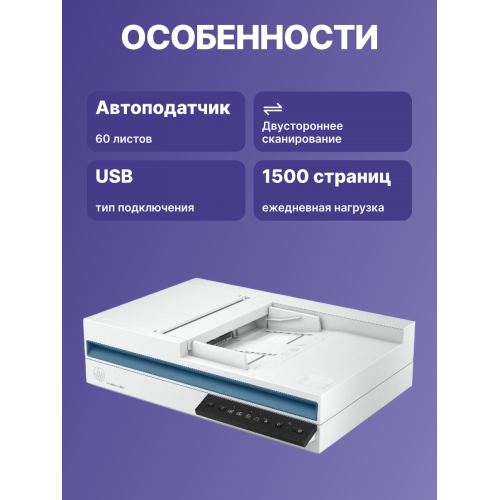 Сканер планшетный HP ScanJet Pro 2600 f1 (20G05A) A4 белый