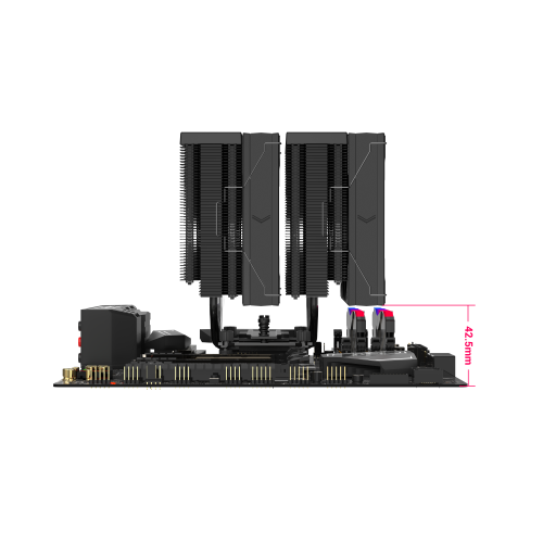 Кулер для процессора/ CPU Cooler SAMA A60B (265W, 4-pin PWM, 156.5mm, 6x6mm, 2x120mm, 78CFM, 29dBA, 2200RPM, S: 1851/1700/1200/115X, AM5/AM4, black) SAMA