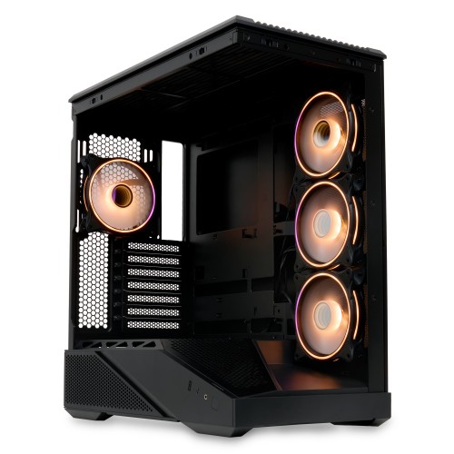 Корпус без блока питания/ Case HSPD F711, Panoramic Full Tower, Black, TG, 0.7 SPCC, 4x120mm ARGB (FN027) ATX, mATX, mITX 190/420/280mm 2x2.5", 2x3.5", 7xPCI 1xUSB-A 3.0, 1xUSB-C 445x235x475mm HSPD