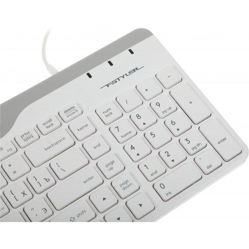 Клавиатура A4Tech FK25 белый/серый USB slim – идеальный выбор для комфортной работы и игр с кабелем 1.5м