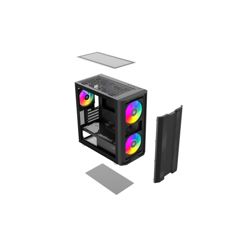 Корпус ПК без блока питания/ Case SAMA S30 Black, Midi-Tower, TG, 2x140mm + 1x120mm ARGB, 1xUSB 3.0 + 1xUSB 3.1 Type-C, mATX, mITX Black SAMA