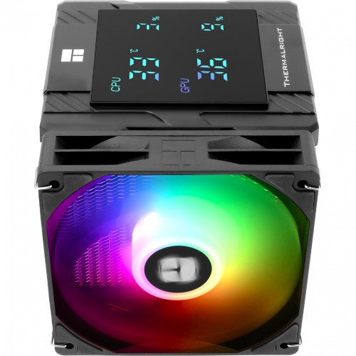 Кулер для процессора/ CPU Cooler Thermalright Peerless Assassin 120 Digital Black ARGB (4-pin PWM, LED temp., 162mm, Ni/Cu, 6x6mm, ARGB, 2x120mm, 88.89CFM, 25.6dBA, 1850RPM, S: 1851, 1700, 1200, 115X, AM5, AM4, black) Thermalright
