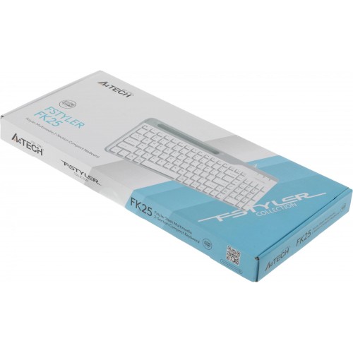 Клавиатура A4Tech FK25 белый/серый USB slim – идеальный выбор для комфортной работы и игр с кабелем 1.5м