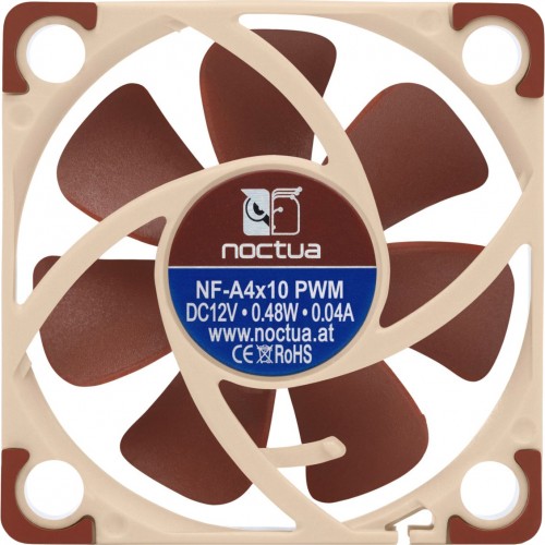 Кулер для корпуса/ Case Cooler Noctua NF-A4x10 PWM (40x40x10mm, 4-pin PWM, 5.2CFM, 19.6dBA, 5000RPM, Beige/Brown)