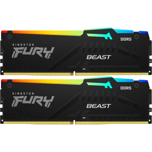 Купить оперативную память Kingston 64GB 6000MT/s DDR5 CL36 DIMM (2 шт) FURY Beast RGB для максимальной производительности компьютера