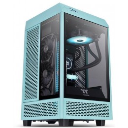 Корпус Thermaltake The Tower 100 Turquoise голубой miniITX 1x120mm 3x140mm 2xUSB3.0 audio bott PSU [CA-1R3-00SBWN-00]