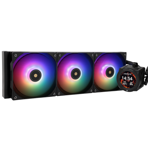 Система жидкостного охлаждения/ Water Cooling System Thermalright Core Vision 360 (360mm, LED, Black, ARGB/ Fans: 3x120mm, 72.37CFM, 27.7dBA, 2000RPM/ Pump height 66mm, Rad thickness 27mm/ S: 1700, 1200, 1851, 115X, 2011, 2066, AM5, AM4) Thermalright