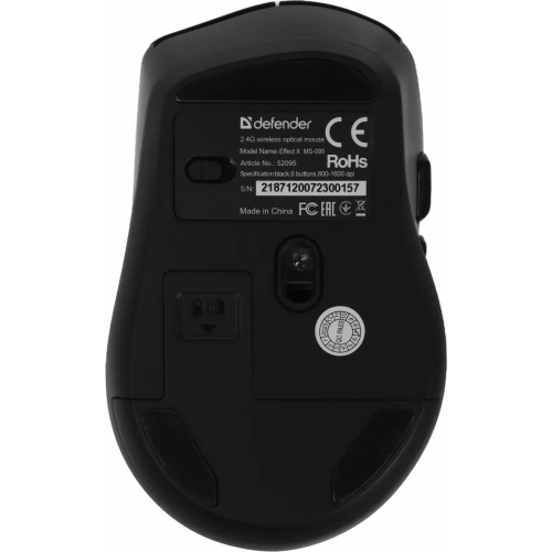 Defender Беспроводная оптическая мышь Effect X MS-095 черный,6D,800-1600dpi,бесшумн Defender