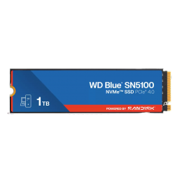 Твердотельные накопители/ WD SSD Blue SN5100, 1000GB, M.2(22x80mm), NVMe, PCIe 4.0 x4, TLC, R/W 5150/4900MB/s, TBW 600, DWPD 0.3 (12 мес.)