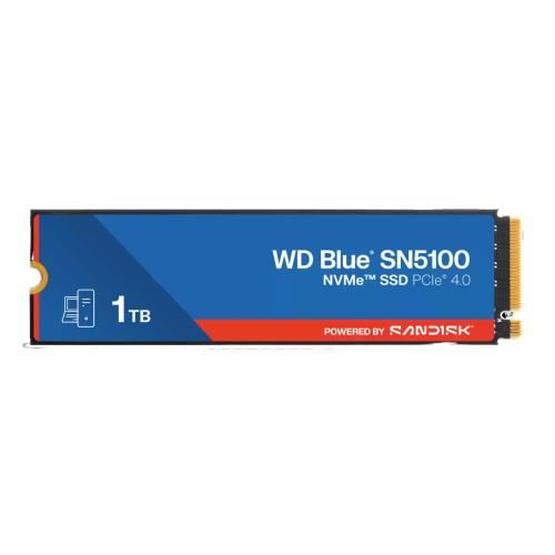 Твердотельные накопители/ WD SSD Blue SN5100, 1000GB, M.2(22x80mm), NVMe, PCIe 4.0 x4, TLC, R/W 5150/4900MB/s, TBW 600, DWPD 0.3 (12 мес.) WD
