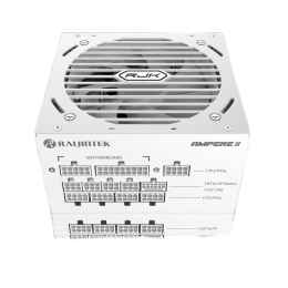 Блоки питания/ Power Supply Raijintek AMPERE II 850, 850W 80+ Platinum (ATX, 3.1, PCIe 5.1, Full-modular, 1x24(20+4)pin, 2x4+4-pin CPU, 3x6+2-pin PCIe, 1x12V(2x6), 10xSATA3, 5xMolex, Active, 120x120mm, 150x140x86mm, APFC, white)