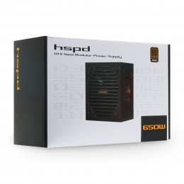 Блок питания/ Power Supply HSPD, 650W 80+ Bronze (ATX, 2.31, Semi-modular, 1x24(20+4)pin 550mm, 1xCPU*2 8(4+4)pin 600+150mm, 1xPCIe*2 8(6+2)pin 500+150mm, 2xSATA*3 400+150+150mm, 1xMOLEX4pin*3+FDD 400+150+150+150mm , Active, 120x120mm, 150x140x86mm, APFC,