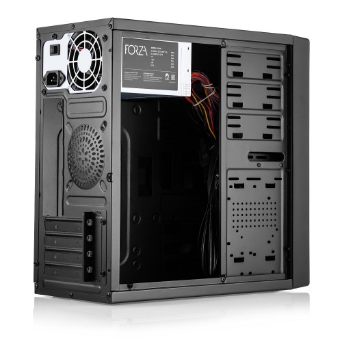 Корпус с блоком питания 450Вт./ Case Forza mATX, 450W, 2xUSB2.0+2xUSB3.0, Black, w/o FAN, 8 cm fan PSU, power cord Foxline