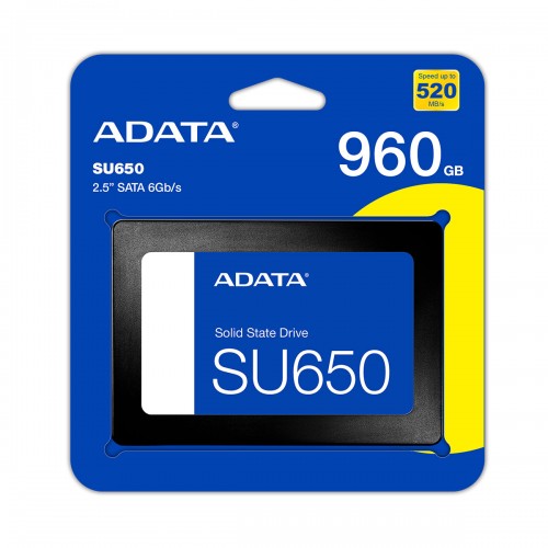 Твердотельный накопитель/ ADATA SSD Ultimate SU650, 960GB, 2.5" 7mm, SATA3, 3D TLC, R/W 520/450MB/s, IOPs 40 000/75 000, TBW 560, DWPD 0.5 (3 года) ADATA