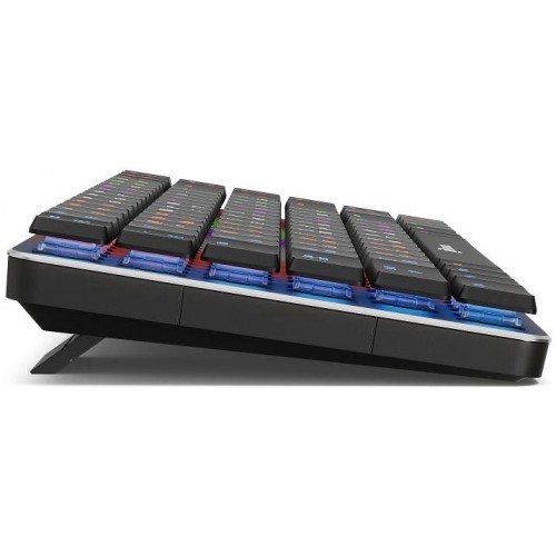 Клавиатура Оклик K615X механическая USB Slim с LED подсветкой для геймеров - серый/серебристый, 1.5м кабель
