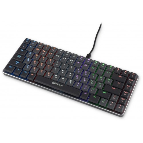 Клавиатура Оклик K615X механическая USB Slim с LED подсветкой для геймеров - серый/серебристый, 1.5м кабель