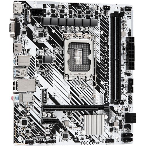 Купить материнскую плату Asrock H610M-HDV/M.2+ D5 Soc-1700: Intel H610, 2xDDR5, mATX, 8ch звук, HDMI и DP