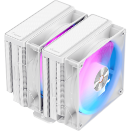 Кулер для процессора/ CPU Cooler Ocypus Delta A62 WH ARGB (260W, 4-pin PWM, 156mm, Al/Cu, 6x6mm, ARGB, 2x120mm, 73CFM, 29dBA, 2000RPM, S: 1851/1700/1200/115X, AM5/AM4, white)