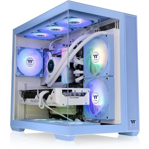 Купить корпус Thermaltake View 380 TG ARGB Hydrangea синий ATX - идеальное решение для охлаждения с 6 вентиляторами 120мм и 2 USB 3.0