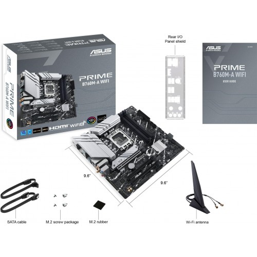 Купить материнскую плату Asus PRIME B760M-A WIFI для Intel 1700 с поддержкой DDR5, 8ch звука и 2.5G LAN
