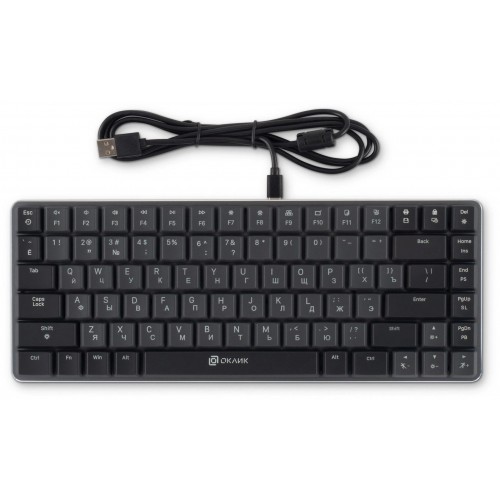 Клавиатура Оклик K615X механическая USB Slim с LED подсветкой для геймеров - серый/серебристый, 1.5м кабель