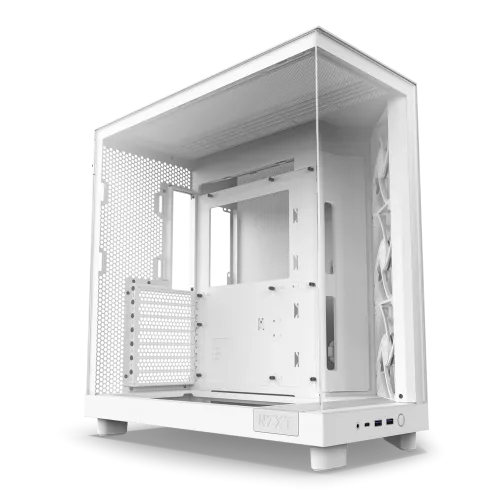Корпус без блока питания/ Case NZXT H6 Flow, Midi-Tower, TG, 3x120mm, 2xUSB-A 3.2 + 1xUSB-C 3.2, ATX, mATX, mITX White NZXT