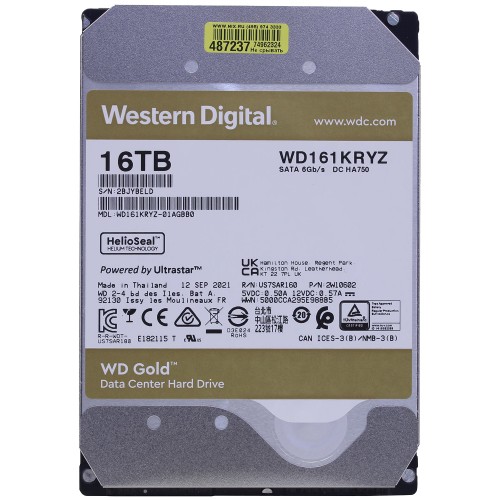 Жесткий диск/ HDD WD SATA3 16Tb Gold 7200 512mb 1 year warranty
