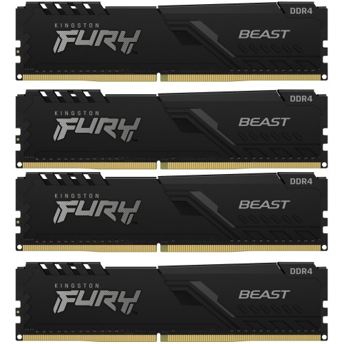 Память оперативная/ Kingston 64GB 3200MT/s DDR4 CL16 DIMM (Kit of 4) 1Gx8 FURY Beast Black Kingston