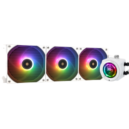 Система жидкостного охлаждения/ Water Cooling System Thermalright Core Vision 360 (360mm, LED, White, ARGB/ Fans: 3x120mm, 72.37CFM, 27.7dBA, 2000RPM/ Pump height 66mm, Rad thickness 27mm/ S: 1700, 1200, 1851, 115X, 2011, 2066, AM5, AM4)