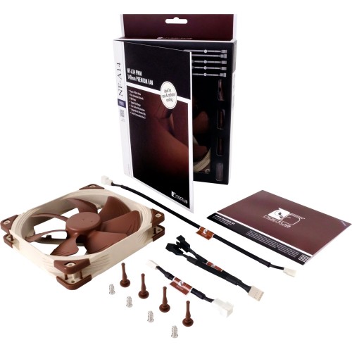 Кулер для корпуса/ Case Cooler Noctua NF-A14 PWM (140x140x25mm, 4-pin PWM, 82.5CFM, 24.6dBA, 1500RPM, Beige/Brown)