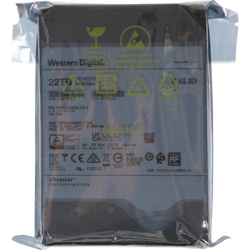 Купить жесткий диск WD SATA-III 22TB Ultrastar DC HC570 7200rpm с 512Mb кешем для серверов