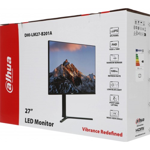 Монитор Dahua 27" DHI-LM27-B201A черный IPS LED 5ms 16:9 HDMI матовая HAS Piv 1000:1 250cd 178гр/178гр 1920x1080 100Hz VGA DP FHD 5.2кг