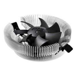 Кулер для процессора/ CPU Cooler PCCooler E80 (65W, 3-pin, 42mm, Al/Cu, -mm, 1x80mm, 29.61CFM, 22dBA, 2000RPM, S: 1851/1700/1200/115X, AM5/AM4, silver, black)