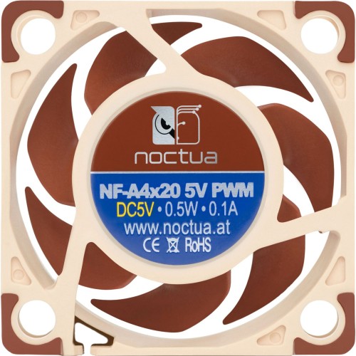 Кулер для корпуса/ Case Cooler Noctua NF-A4x20 5V PWM (40x40x20mm, 4-pin PWM, 5.53CFM, 14.9dBA, 5000RPM, Beige/Brown)