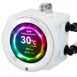 Система жидкостного охлаждения/ Water Cooling System Thermalright Core Vision 360 (360mm, LED, White, ARGB/ Fans: 3x120mm, 72.37CFM, 27.7dBA, 2000RPM/ Pump height 66mm, Rad thickness 27mm/ S: 1700, 1200, 1851, 115X, 2011, 2066, AM5, AM4)
