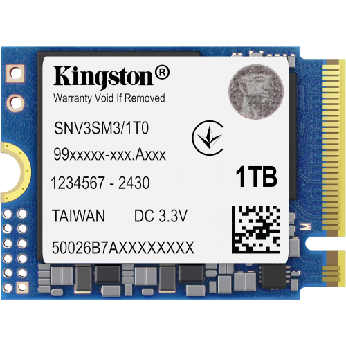 Твердотельный накопитель/ Kingston SSD NV3, 1000GB, M.2(22x30mm), NVMe, PCIe 4.0 x4, 3D TLC, R/W 6000/4000MB/s, TBW 320, DWPD 0.2 (60 мес) Kingston
