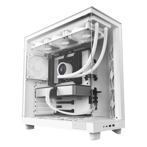 Корпус без блока питания/ Case NZXT H6 Flow, Midi-Tower, TG, 3x120mm, 2xUSB-A 3.2 + 1xUSB-C 3.2, ATX, mATX, mITX White NZXT