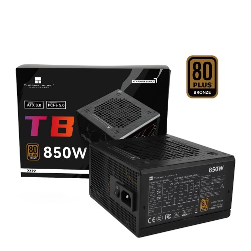 Блок питания 850W/ Power Supply Thermalright, 850W 80+ Bronze (ATX, 3.0, PCIe 5.0, Non-modular, 1x24(20+4)pin 550mm, 1xCPU*2 8(4+4)pin 600+150mm, 1xPCIe*2 8(6+2)pin 500+150mm, 1x12VHPWR PCIe 5.0 12+4pin 600mm, 1xSATA*3+MOLEX4pin*1 400+150+150+150mm, 1xSAT