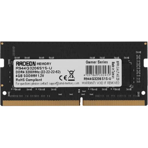 Память DDR4 4GB 3200MHz AMD R944G3206S1S-U R9 RTL - SO-DIMM 260-pin, 1.2В, CL22 для ноутбуков