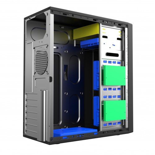 Корпус без блока питания/ Case Foxline FL-301, ATX, 1x5.25EXT, 1x3.5EXT, 4x3.5INT, 4xUSB2.0, HDA, w/o FAN, w/o ATX PSU, no pwr cord Foxline