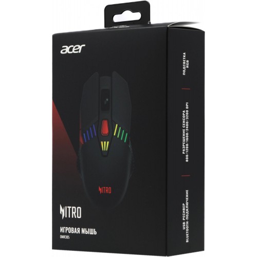 Мышь Acer Nitro OMR305 черный оптическая 3200dpi беспров. BT/Radio USB 6but (ZL.MCECC.020)
