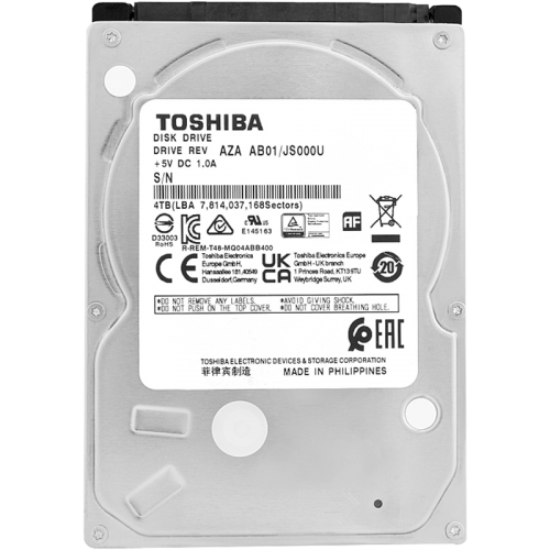 Жесткий диск Toshiba 4TB 2.5 SATA 6.0 Gbit/s 5400 rpm - Официально восстановленный с гарантией 1 год