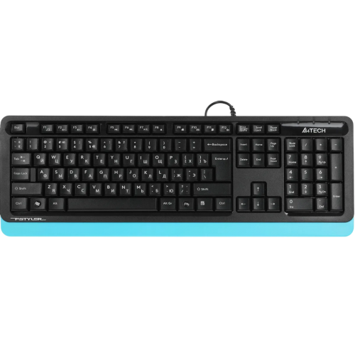 Клавиатура A4Tech FK10 черный/синий USB (FK10 BLUE) каб.:1.5м