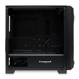 Корпус без блока питания/ Case HSPD M340, Mesh Mid Tower, Black, TG, 0.5 SPCC, no fans, mATX, mITX, 165/350/200mm, 2x2.5", 2x3.5", 4xPCI, 1xUSB-A 3.0, 2xUSB-A 2.0, 415x220x410mm