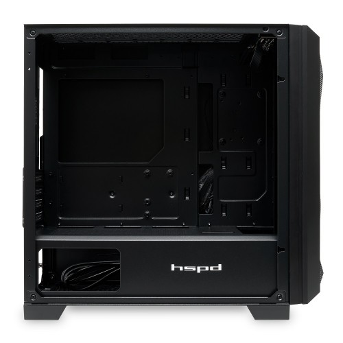 Корпус без блока питания/ Case HSPD M340, Mesh Mid Tower, Black, TG, 0.5 SPCC, no fans, mATX, mITX, 165/350/200mm, 2x2.5", 2x3.5", 4xPCI, 1xUSB-A 3.0, 2xUSB-A 2.0, 415x220x410mm HSPD