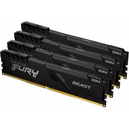 Память оперативная/ Kingston 64GB 3200MT/s DDR4 CL16 DIMM (Kit of 4) 1Gx8 FURY Beast Black