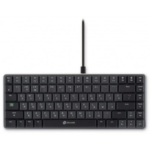 Клавиатура Оклик K615X механическая USB Slim с LED подсветкой для геймеров - серый/серебристый, 1.5м кабель